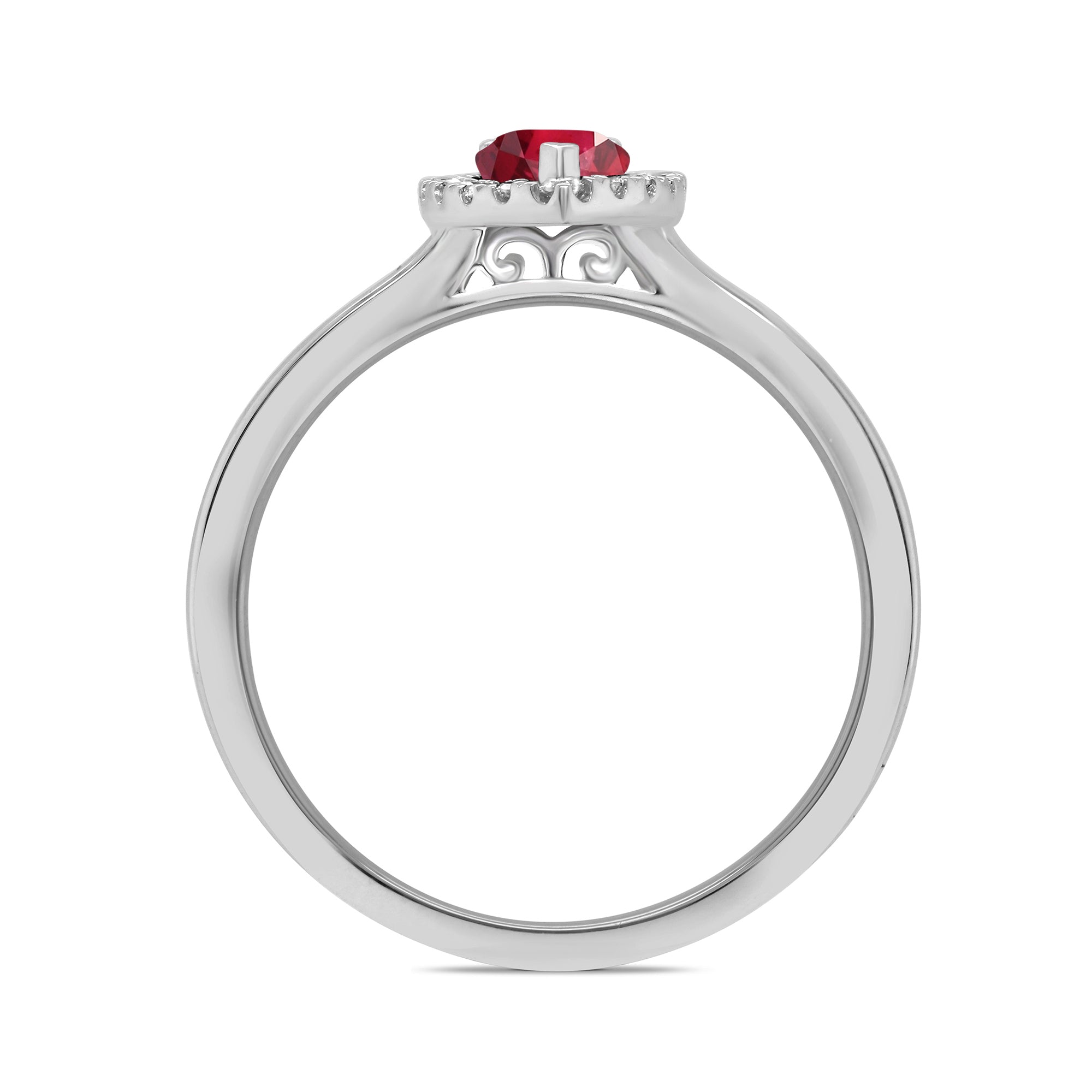 9ct white gold 6x4mm pear shape ruby & diamond cluster ring  0.10ct