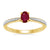 9ct gold 6x4mm oval ruby & diamond set shoulders ring 0.12ct