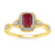 9ct gold 6x4mm octagon ruby & diamond cluster ring 0.14ct