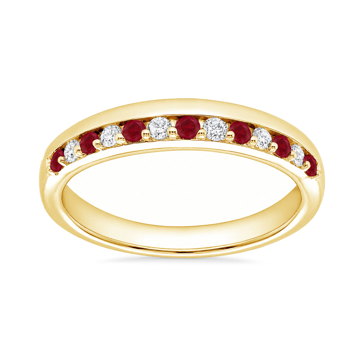 9ct gold ruby &amp; diamond half et ring 0.11ct