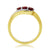 9ct gold three stone ruby ( 1 x 3.75mm & 2 x 3.25mm) & diamond cross-over ring 0.17ct