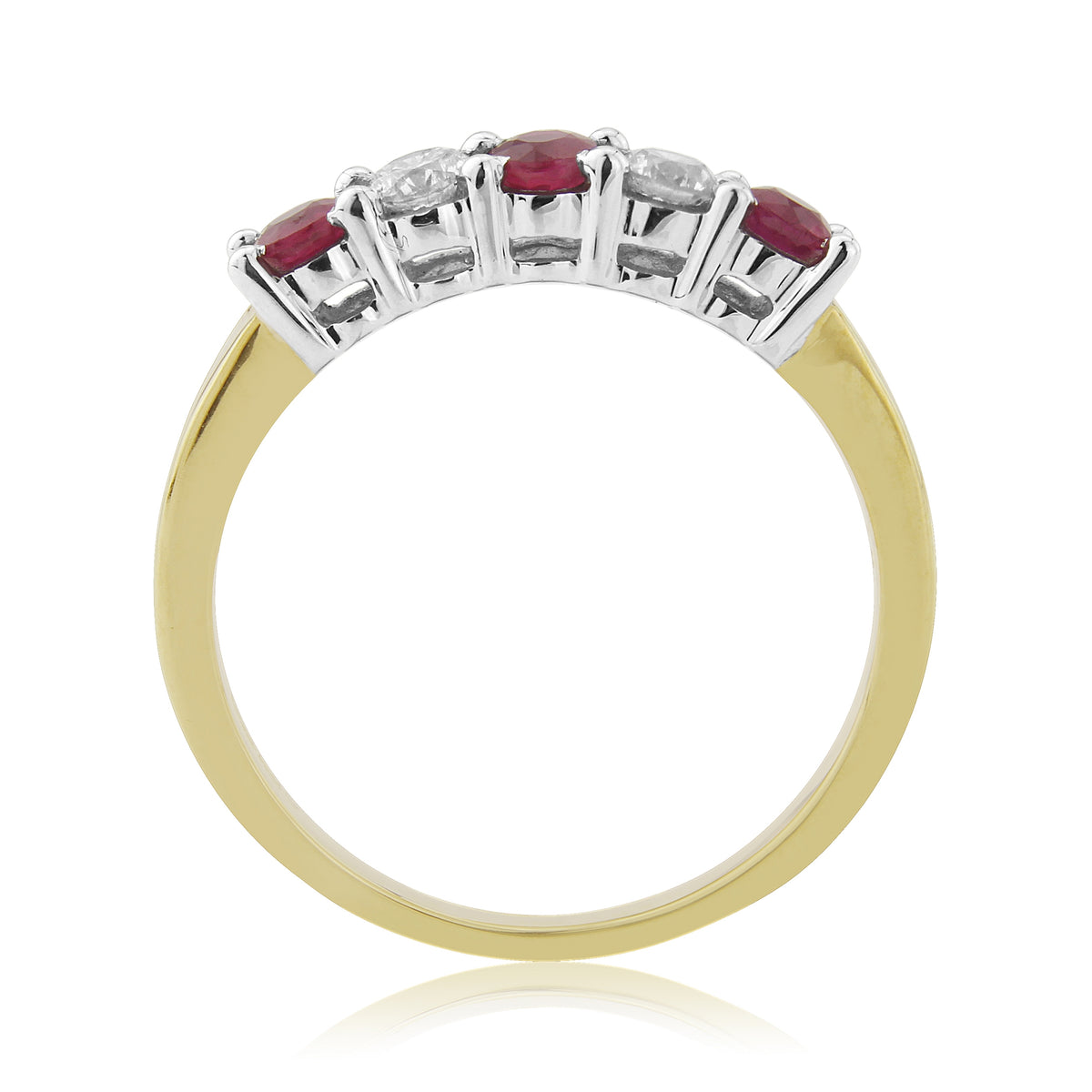 9ct gold 3.30mm round ruby & diamond half et ring  0.20ct