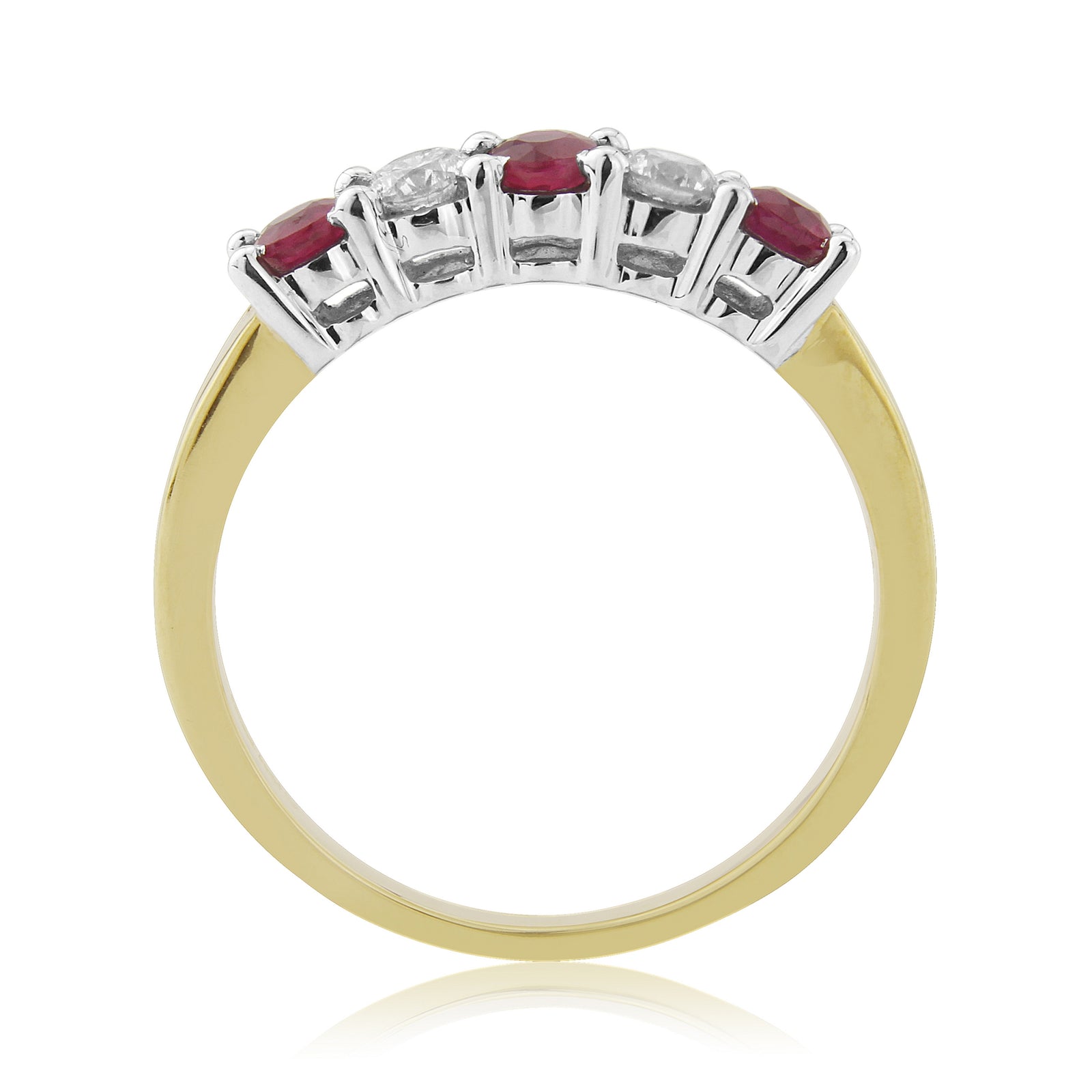 9ct gold 3.30mm round ruby & diamond half et ring  0.20ct