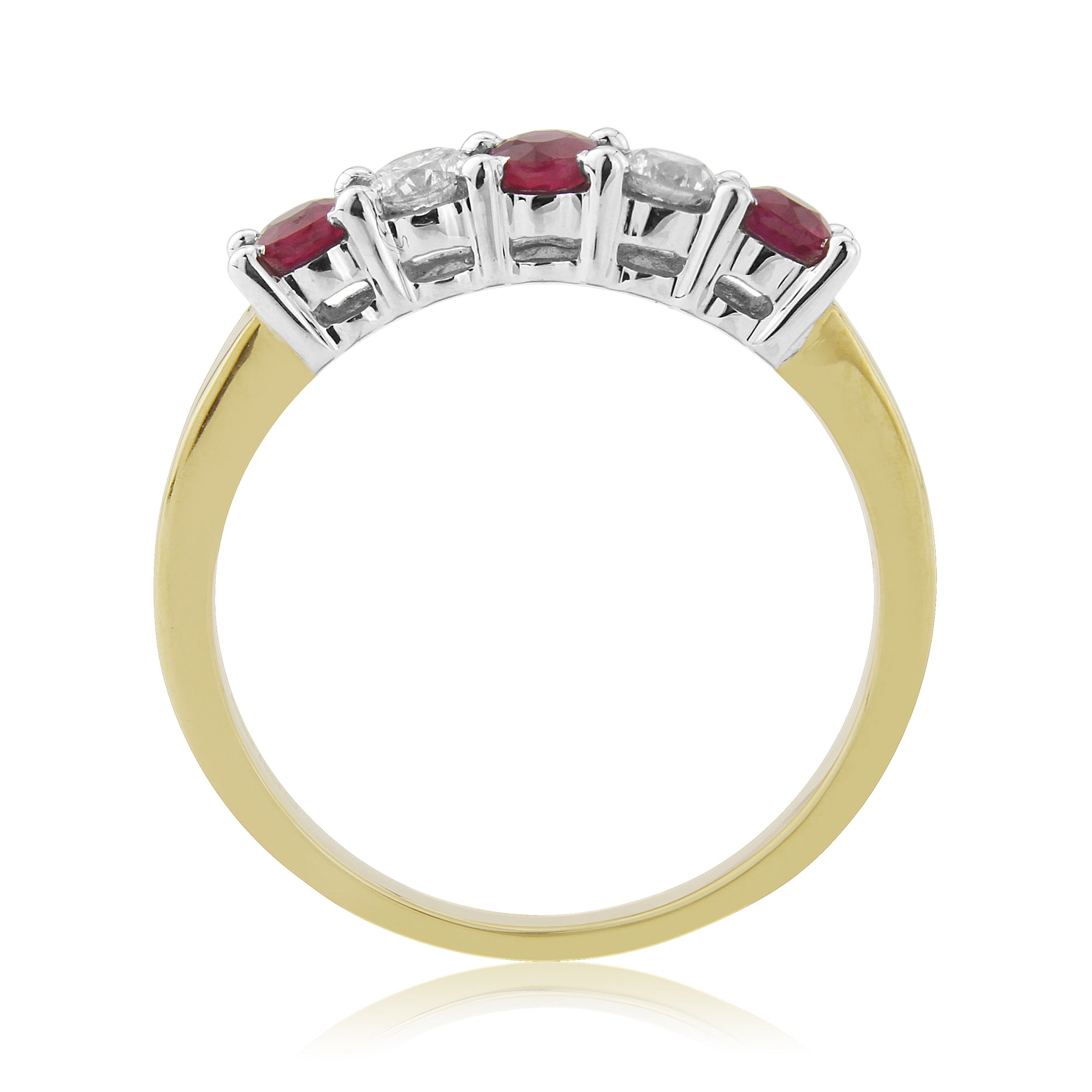 9ct gold 3.30mm round ruby & diamond half et ring  0.20ct