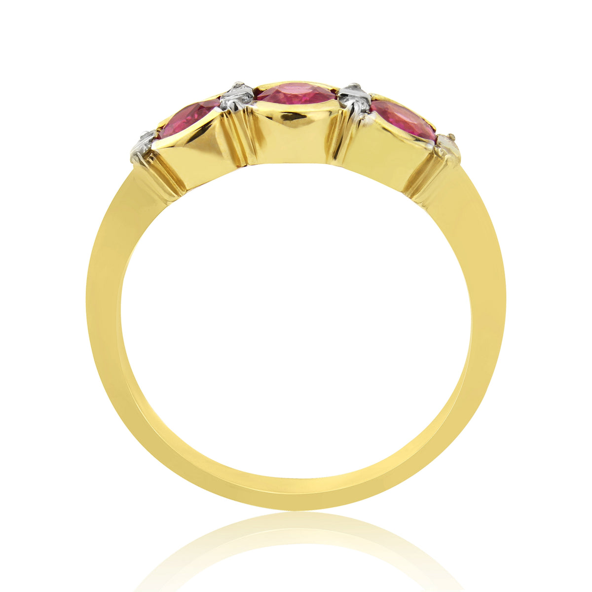9ct triple oval ruby & diamond ring 0.10ct