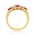 9ct 5x4mm oval ruby with two 4x3mm pear shape rubies & diamond ring 0.11ct
