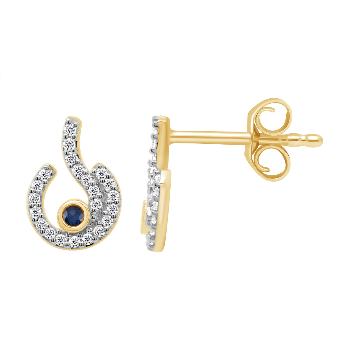 9ct gold sapphire &amp; diamond studs 0.12ct