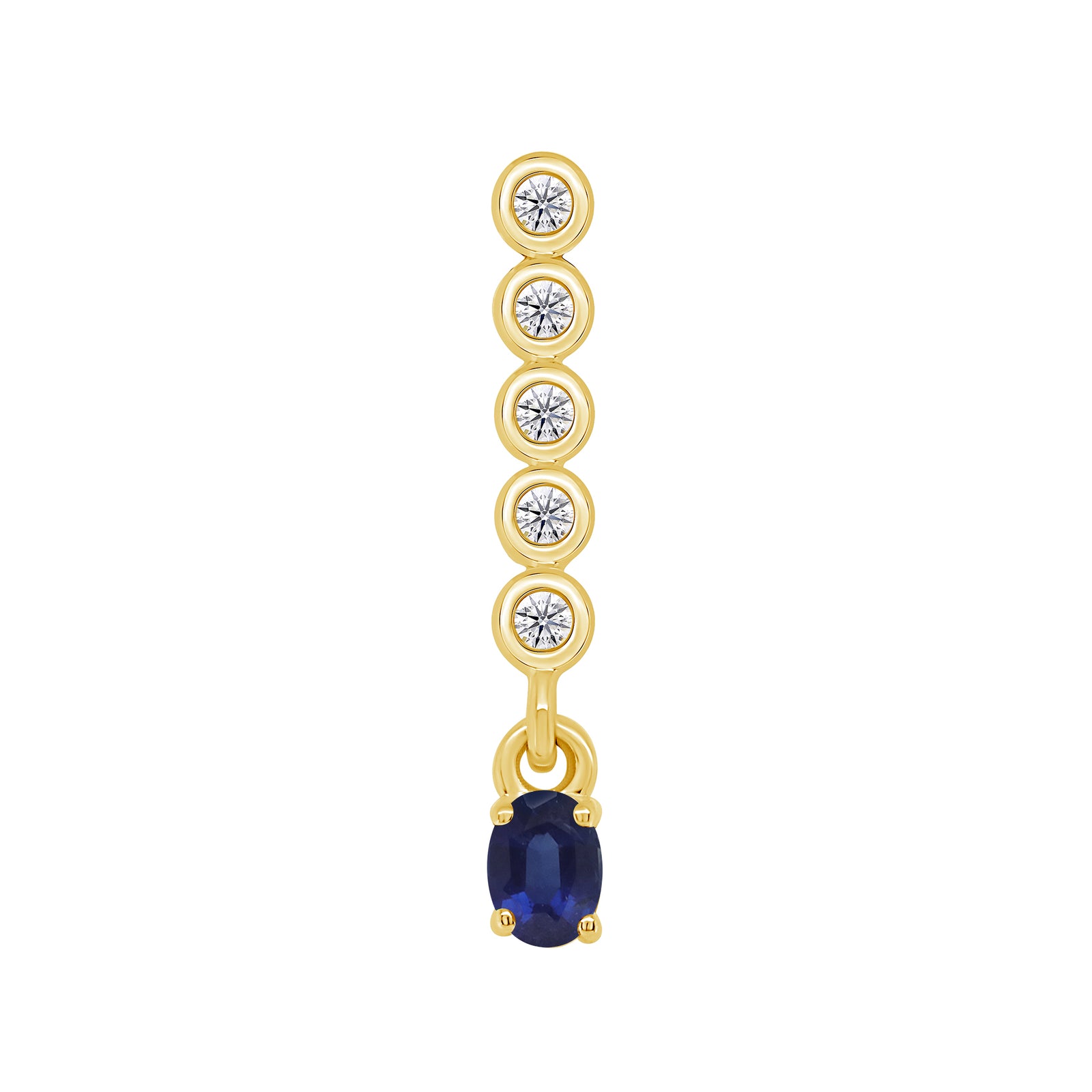 9ct gold 5x4mm oval sapphire & diamond pendant 0.10ct