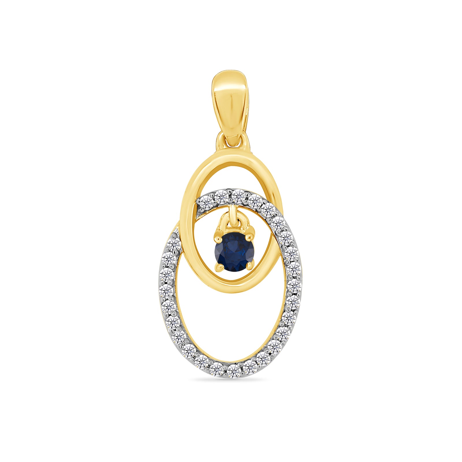 9ct gold sapphire & diamond pendant 0.11ct