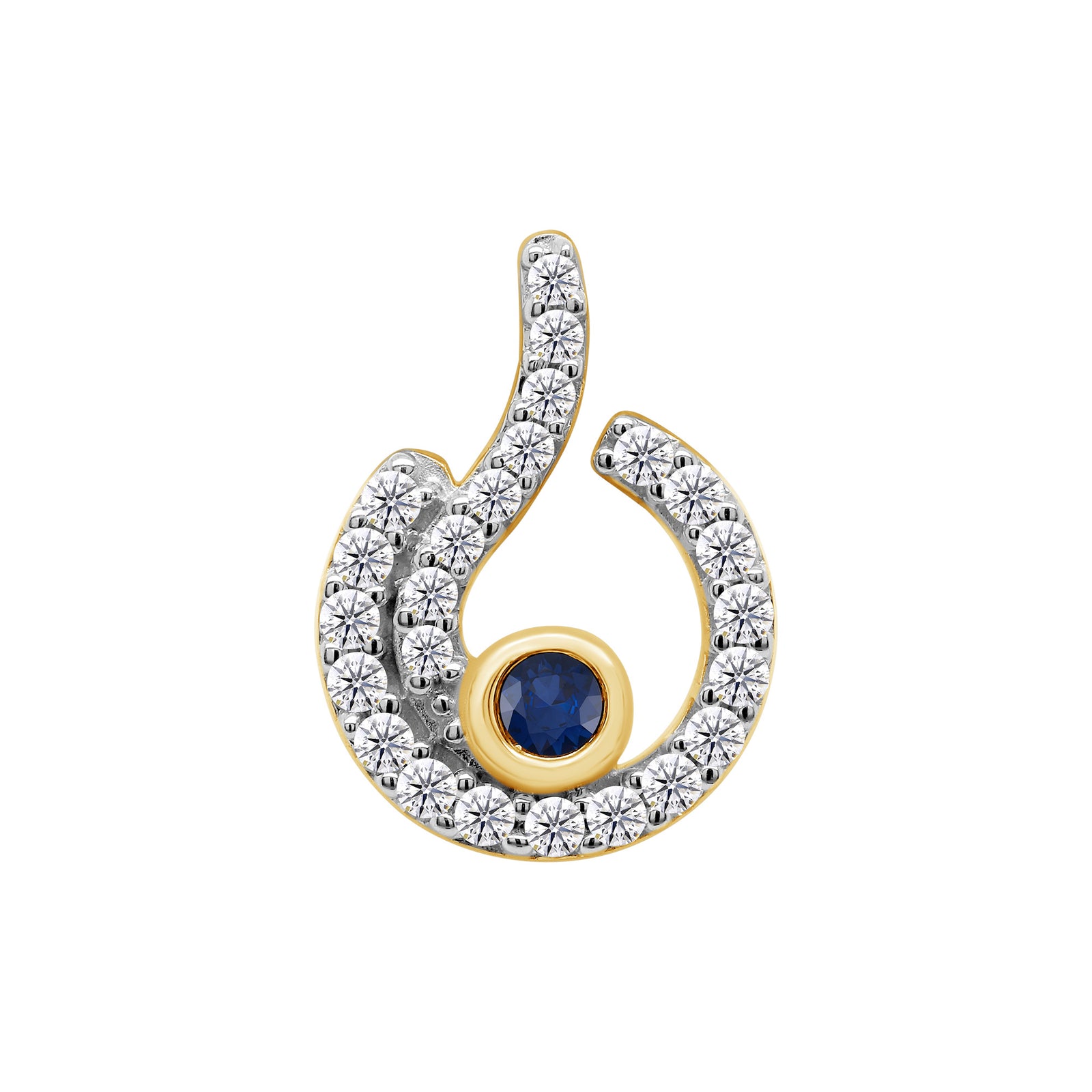 9ct gold sapphire & diamond pendant 0.09ct