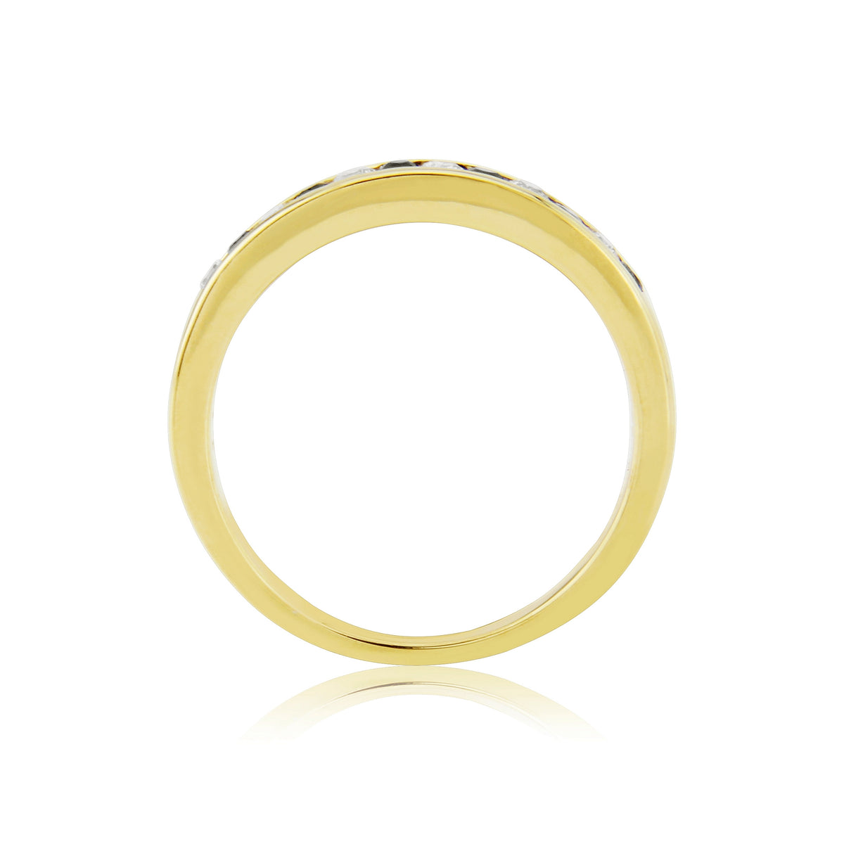 9ct gold channel set sapphire & diamond half et ring 0.12ct