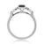 9ct white gold oval 7x5mm sapphire & diamond cluster set shoulder ring 0.22ct