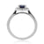 9ct white gold 5.50mm round sapphire & diamond cluster ring with diamond shoulders 0.21ct