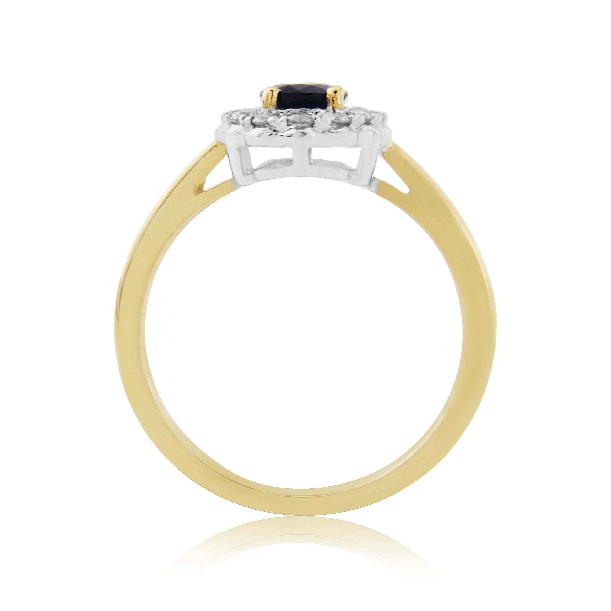 9ct white gold 7x5mm oval sapphire & diamond cluster ring 0.29ct