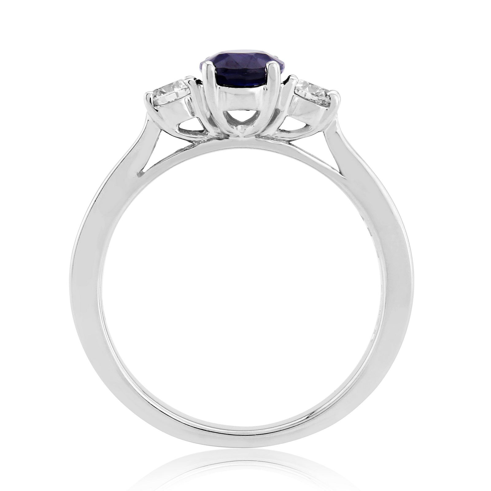 9ct white gold 7x5mm oval sapphire & diamond ring 0.25ct