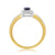 9ct gold 6x4mm octagon cut sapphire & diamond cluster ring 0.23ct