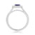 9ct white gold 5mm round sapphire & diamond cluster ring with diamond set shoulders 0.17ct