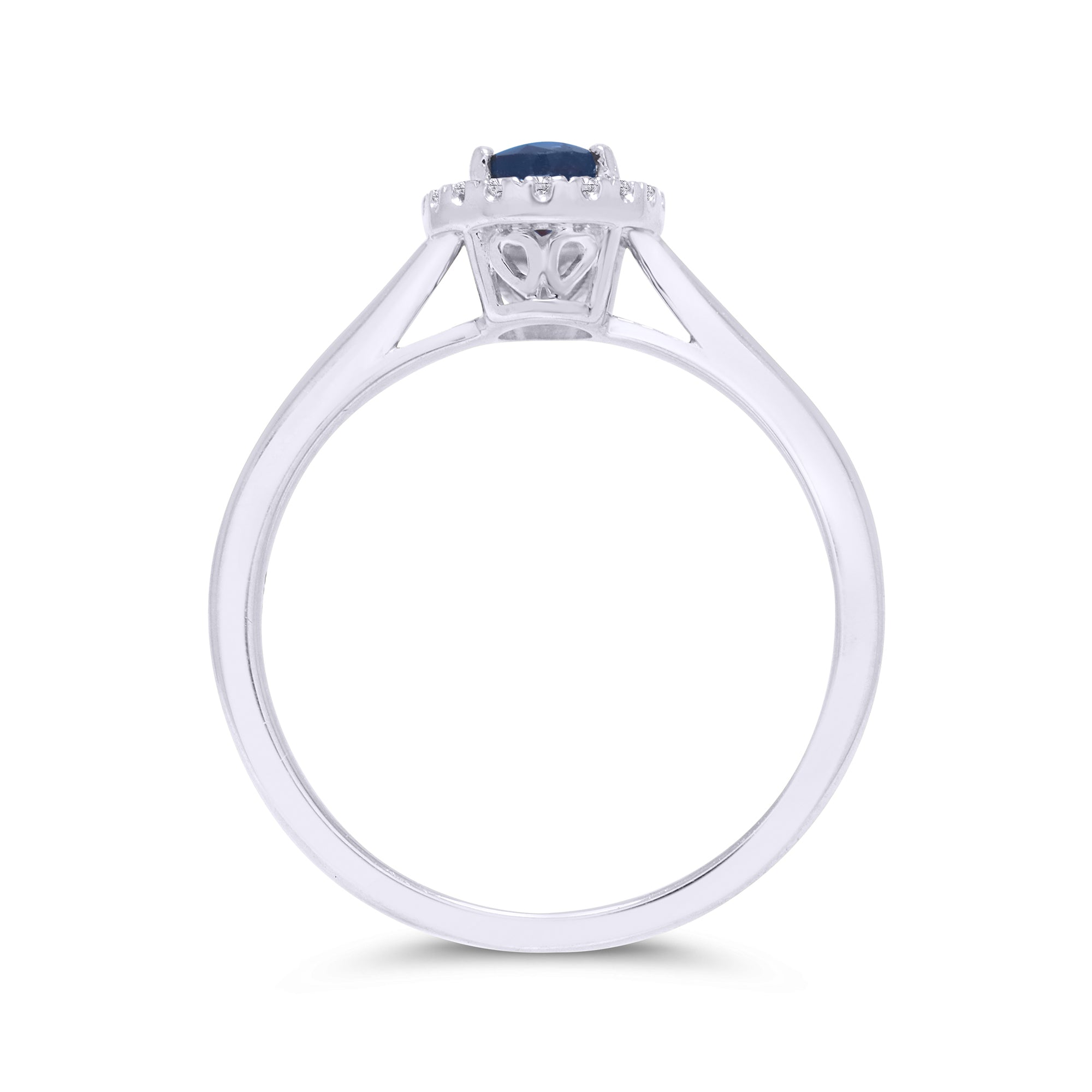 9ct white gold 6x4mm oval sapphire & diamond cluster ring 0.10ct