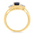 9ct gold 7x5mm oval sapphire & triple diamond shoulder cross-over ring 0.15ct