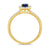 9ct gold 6x4mm oval sapphire & diamond cluster ring with diamond set shoulders 0.20ct
