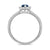 9ct white gold 6x4mm pear shape sapphire & diamond cluster ring with diamond set shoulders 0.20ct