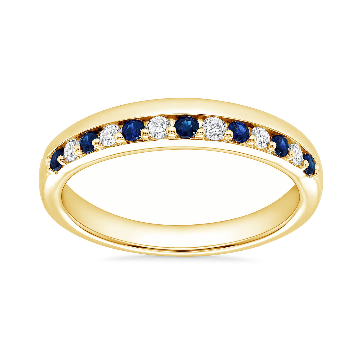 9ct gold sapphire &amp; diamond half et ring 0.11ct
