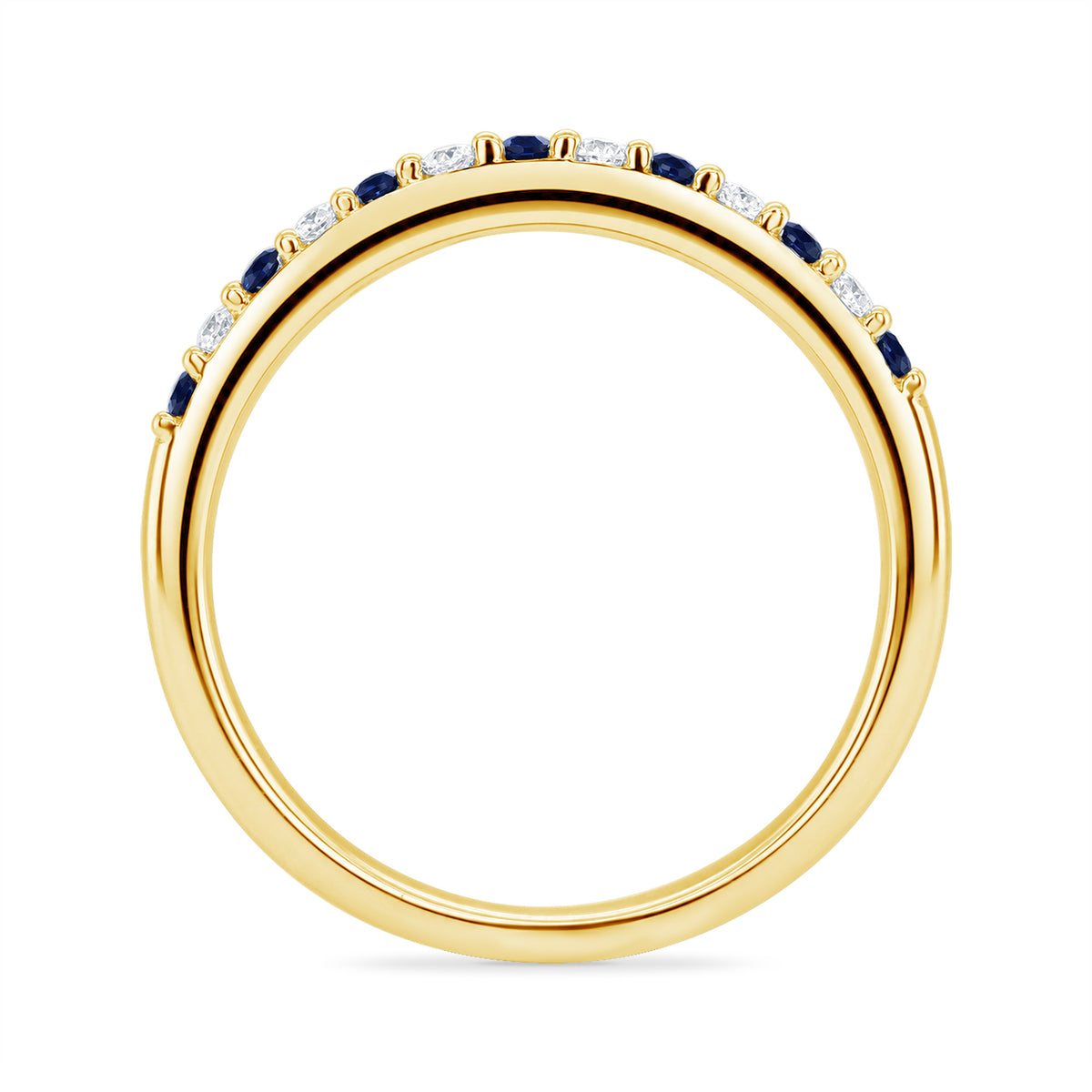 9ct gold sapphire & diamond half et ring 0.11ct
