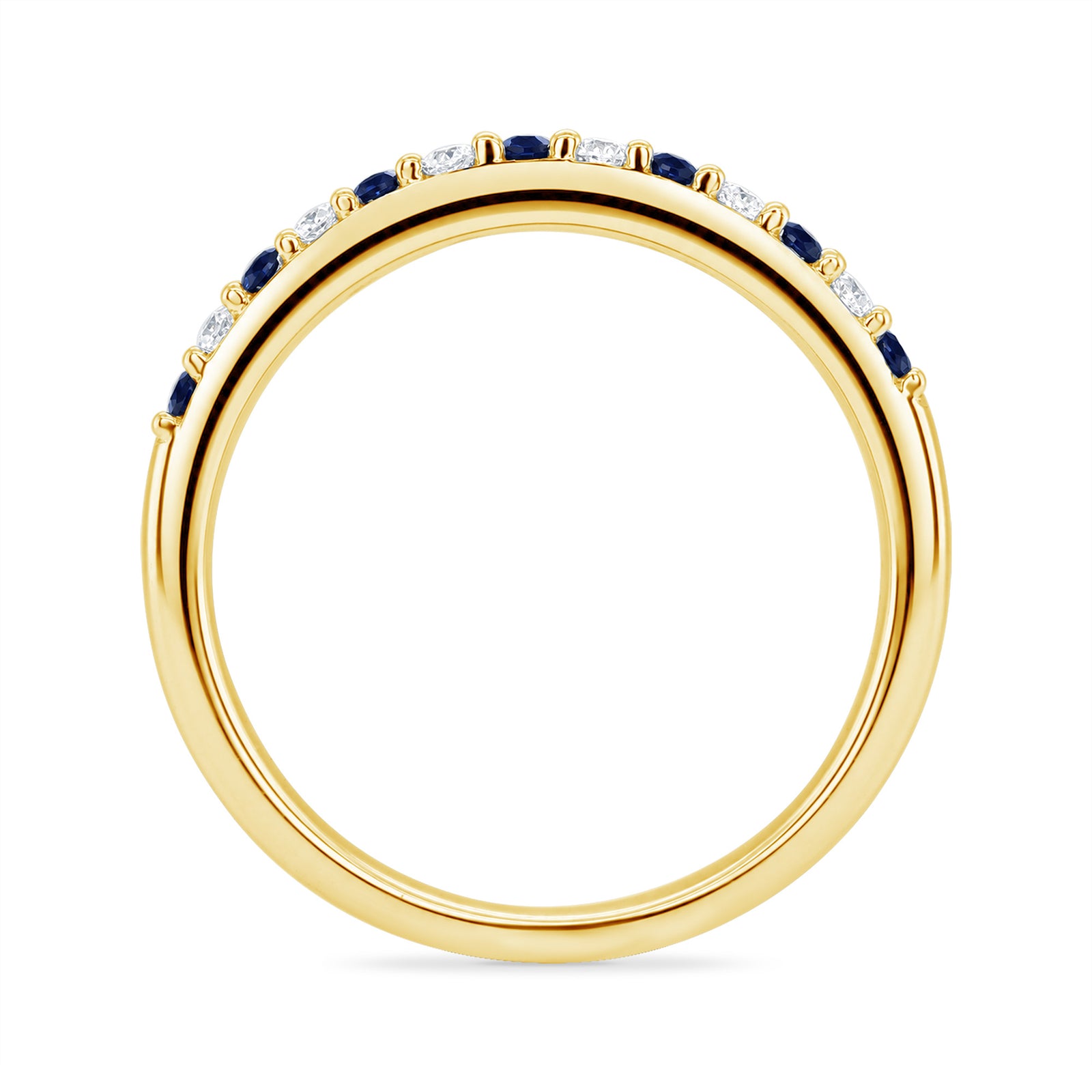 9ct gold sapphire & diamond half et ring 0.11ct