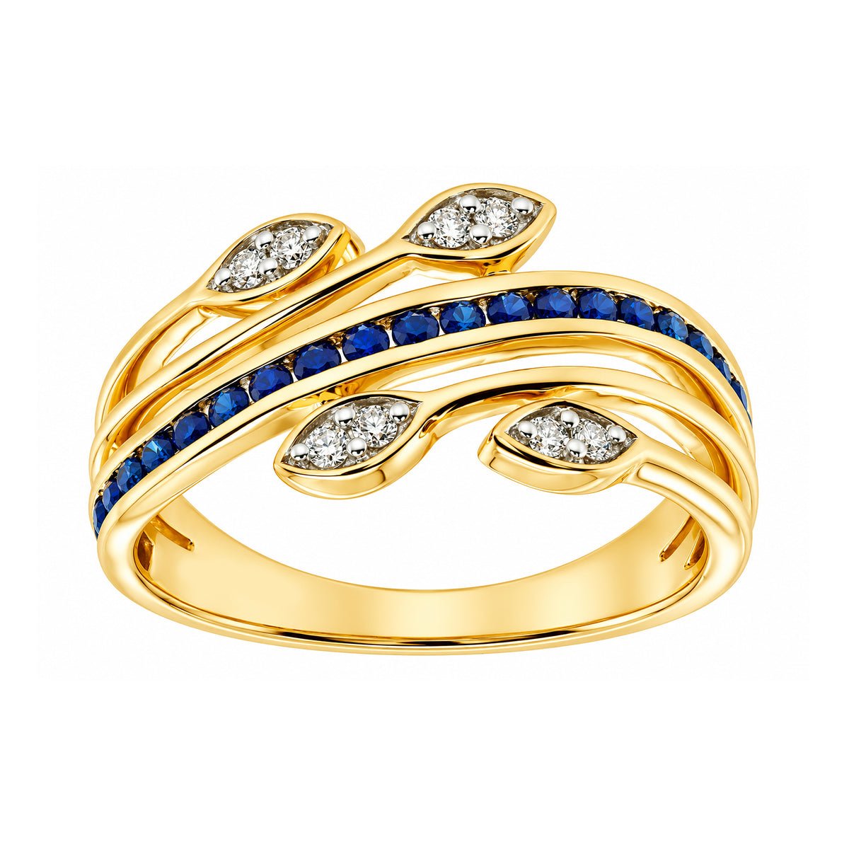 9ct gold diamond cut sapphire and diamond dress ring 0.08cts