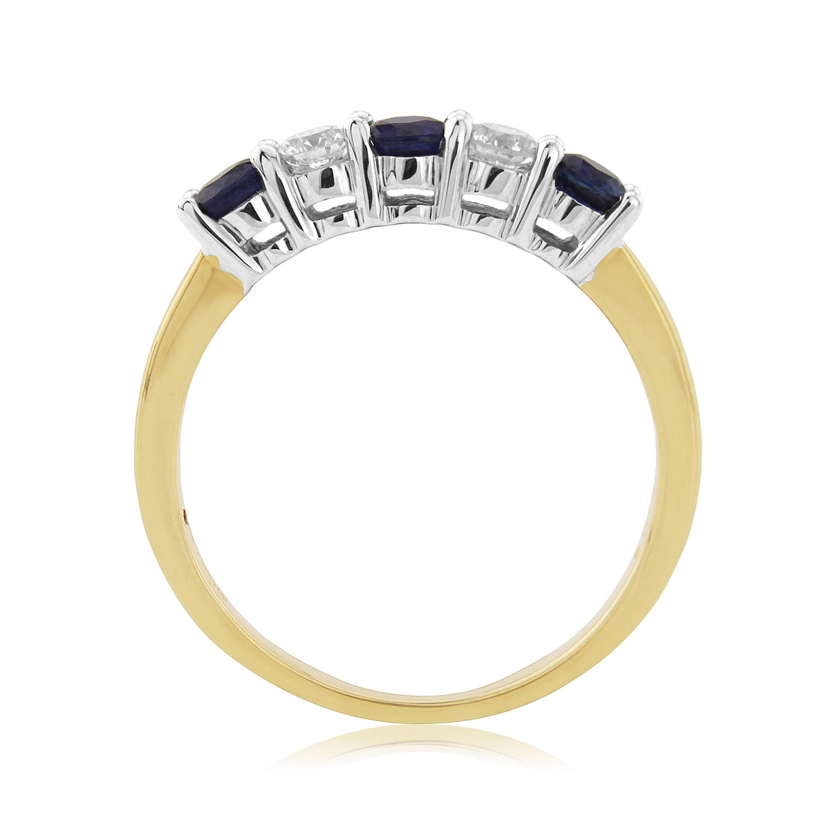 9ct gold 3.30mm round sapphire & diamond half et ring  0.20ct