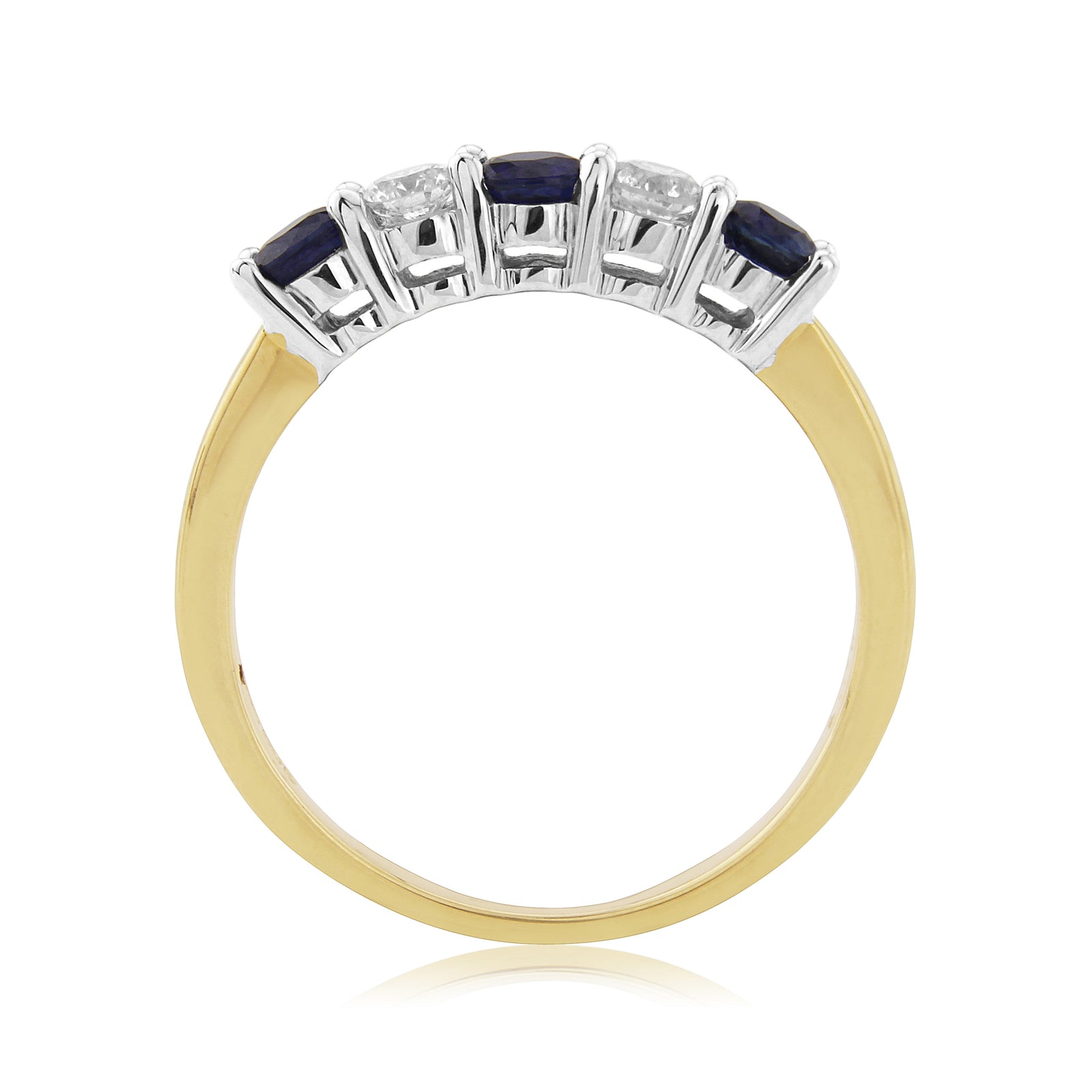 9ct gold 3.30mm round sapphire & diamond half et ring  0.20ct