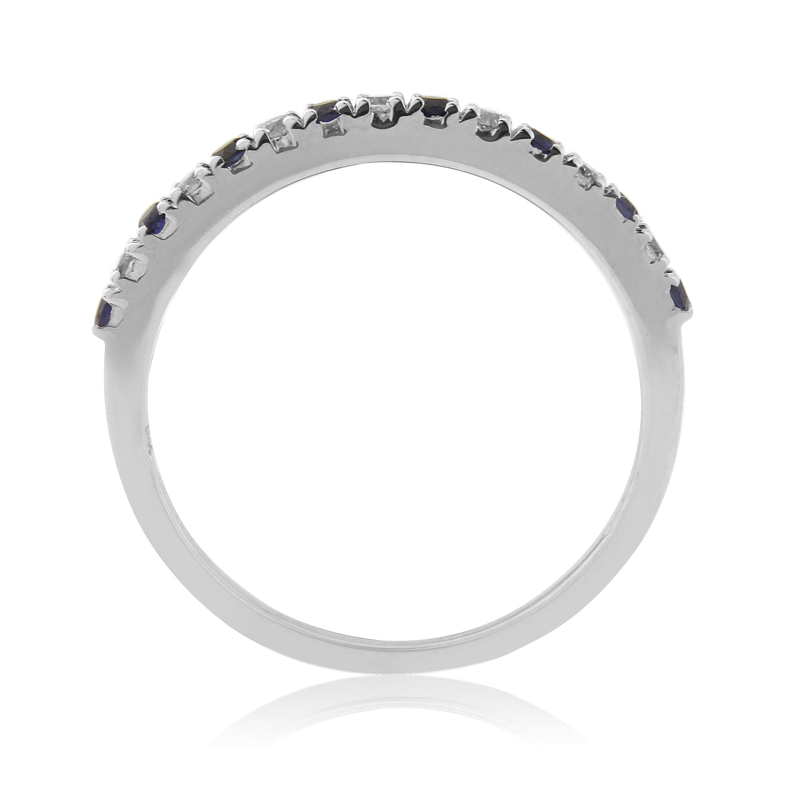 9ct white gold 1.50mm round sapphire & diamond half et ring 0.12ct