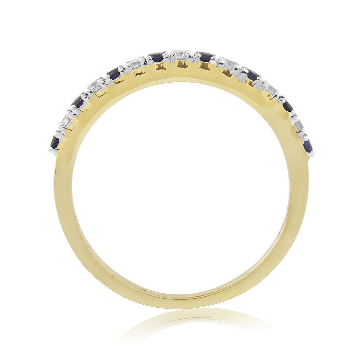 9ct gold 1.50mm round sapphire & diamond half et ring 0.12ct