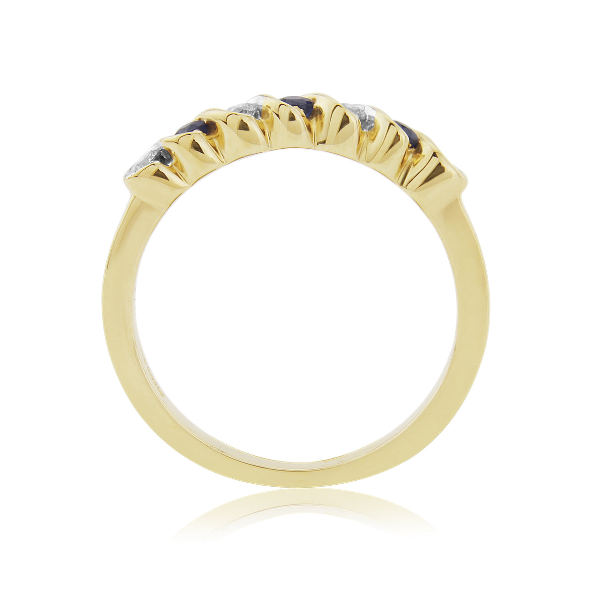 9ct gold 2.00mm sapphire & diamond half et ring 0.11ct