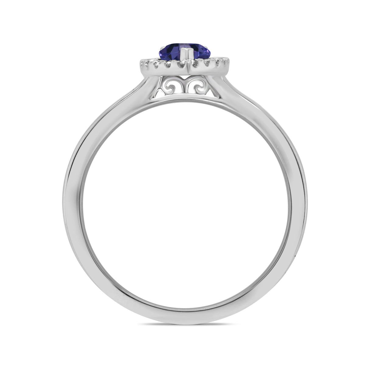 9ct white gold 6x4mm pear shape tanzanite & diamond cluster ring  0.10ct