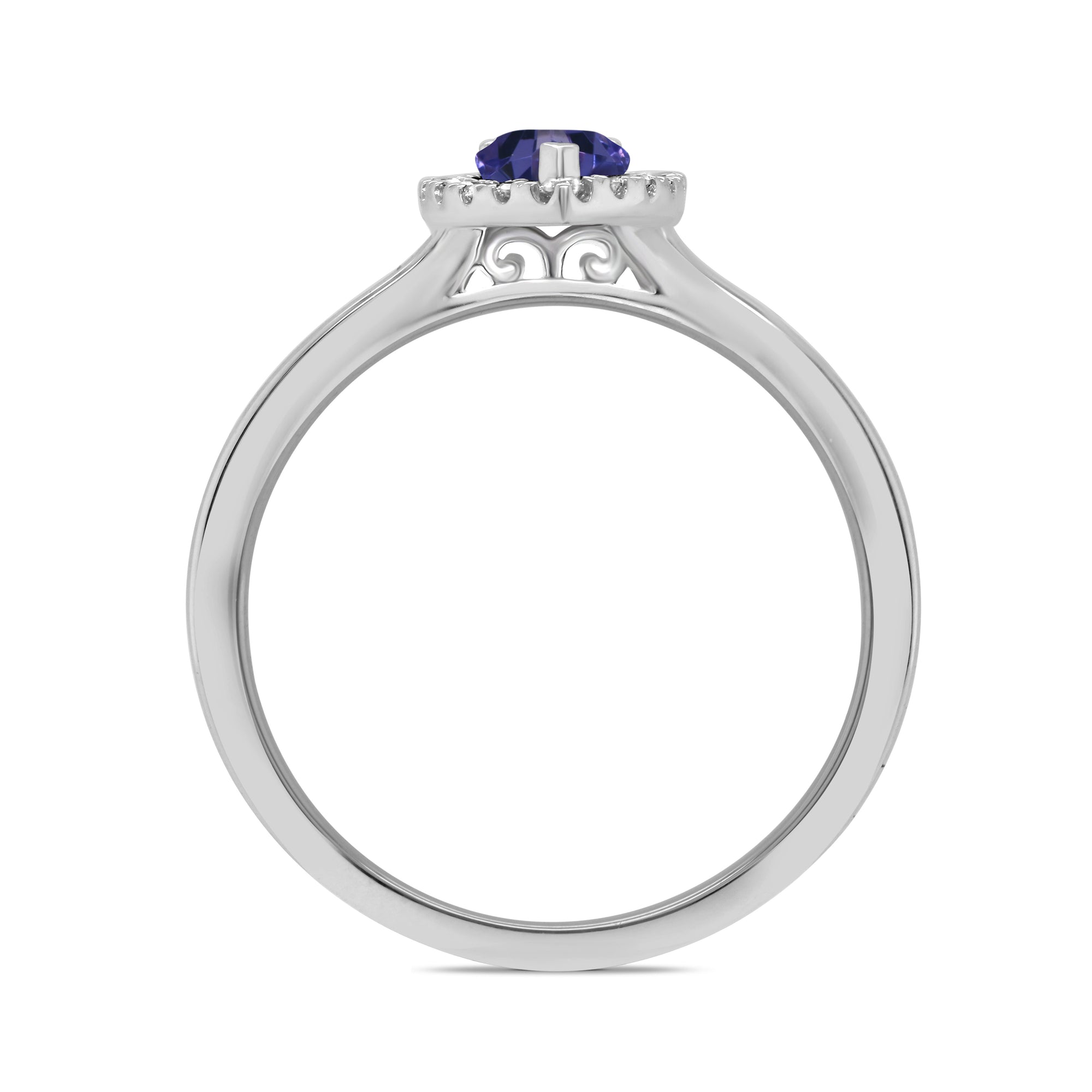 9ct white gold 6x4mm pear shape tanzanite & diamond cluster ring  0.10ct