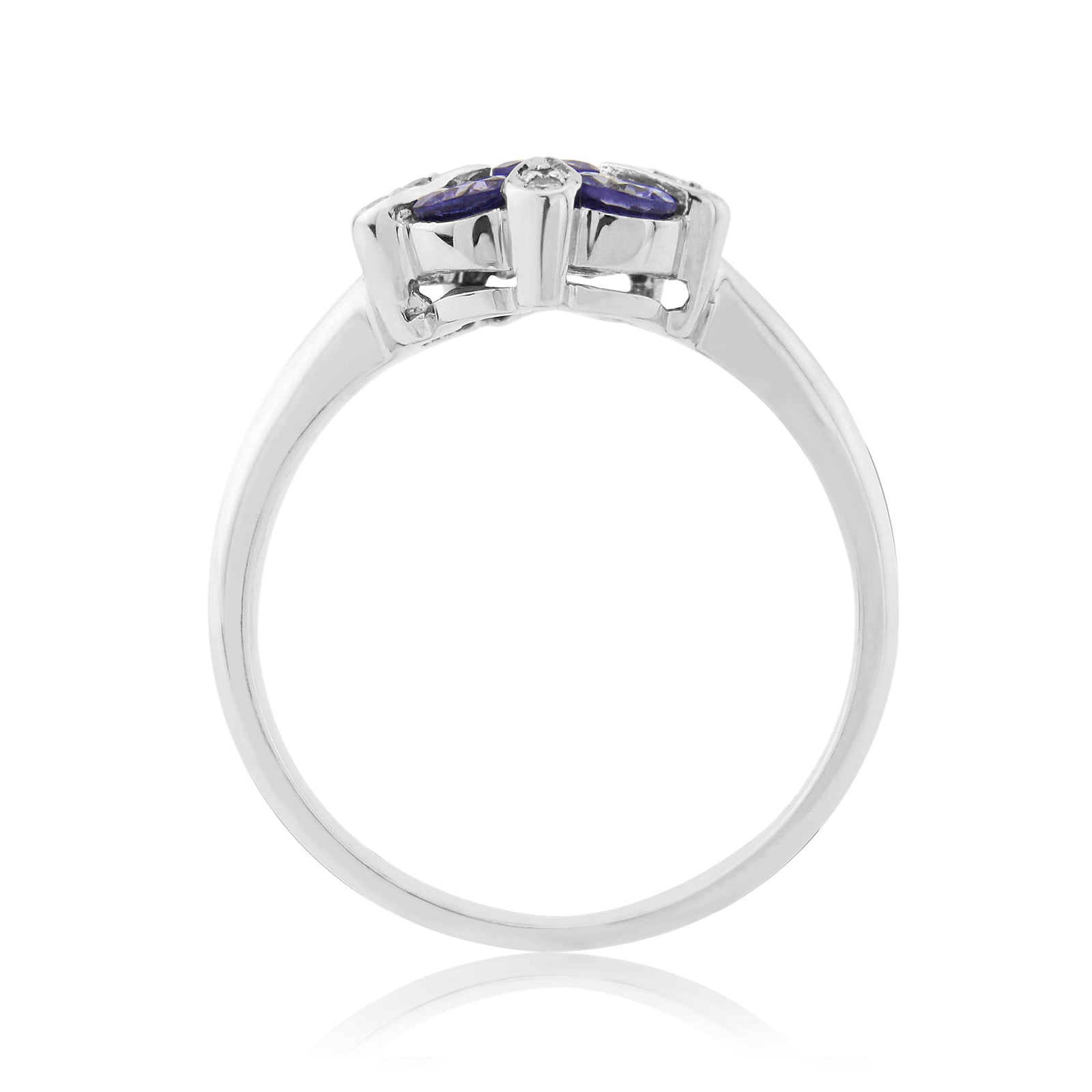9ct white gold tanzanite & diamond ring 0.06ct