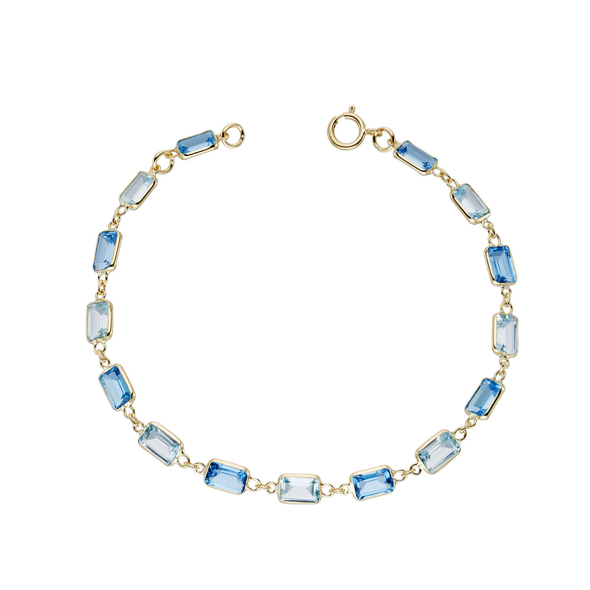 9ct gold blue topaz handmade bracelet