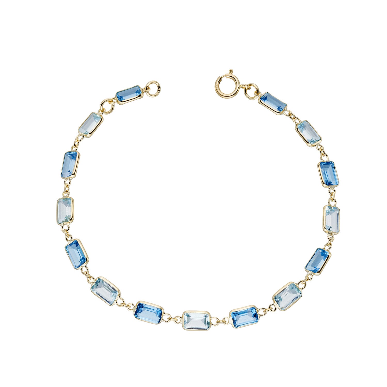 9ct gold blue topaz handmade bracelet