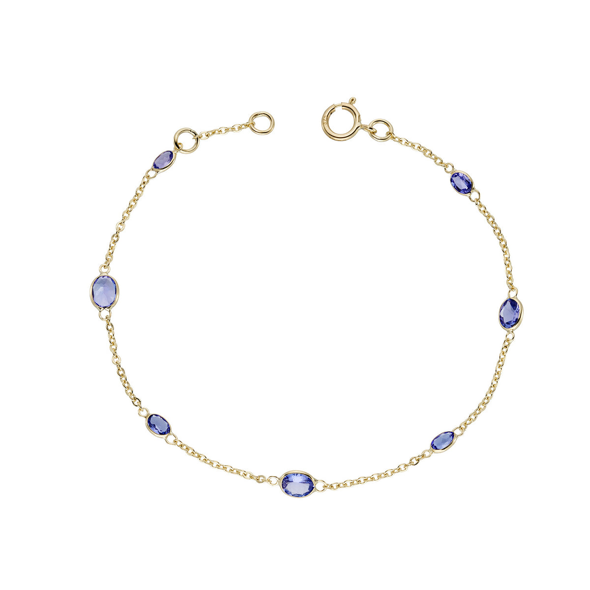 9ct gold tanzanite handmade bracelet