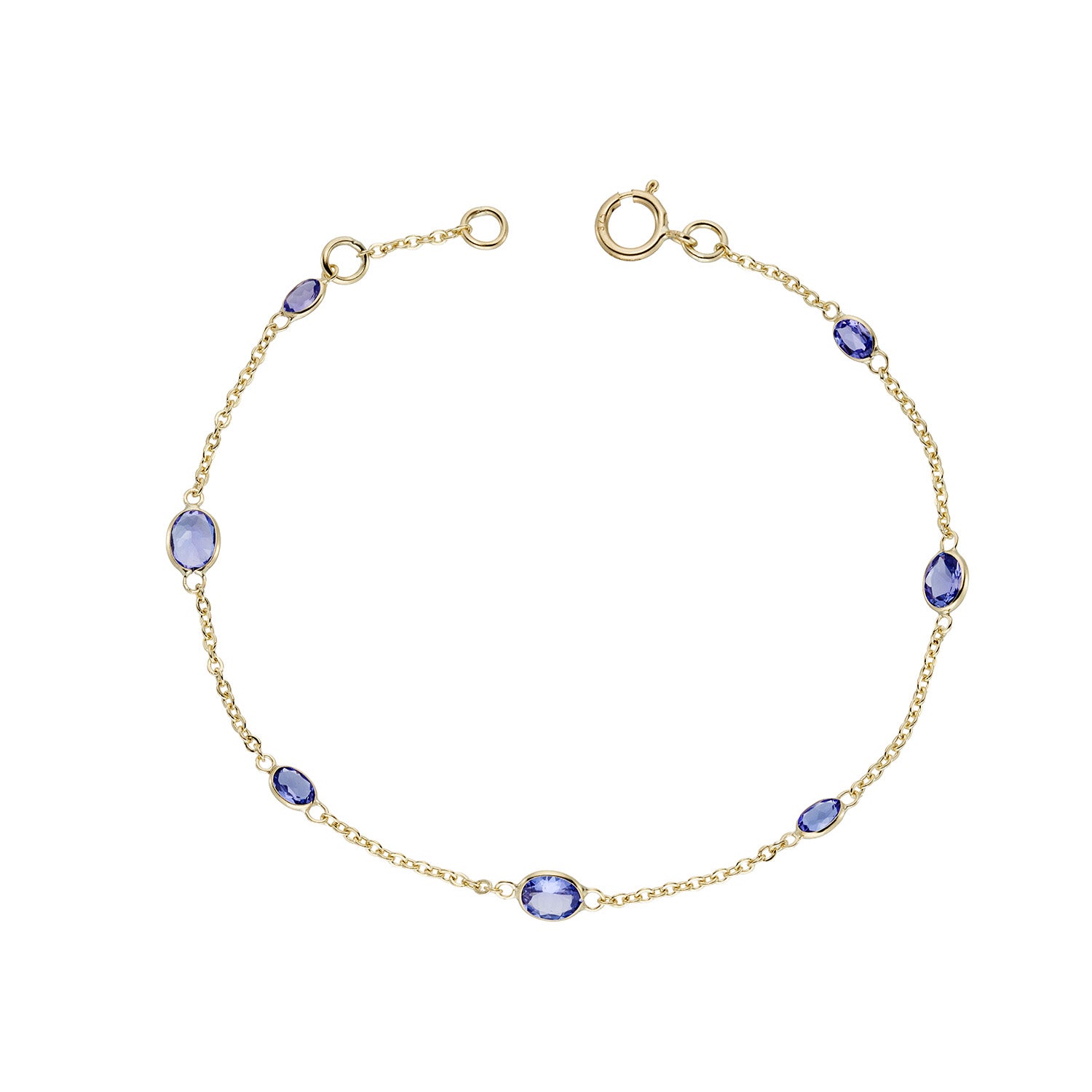 9ct gold tanzanite handmade bracelet