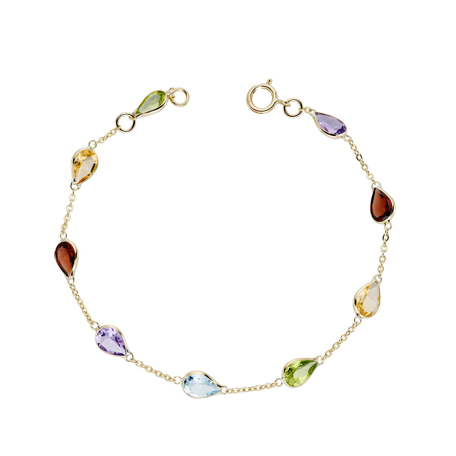 9ct gold multi-gem handmade bracelet