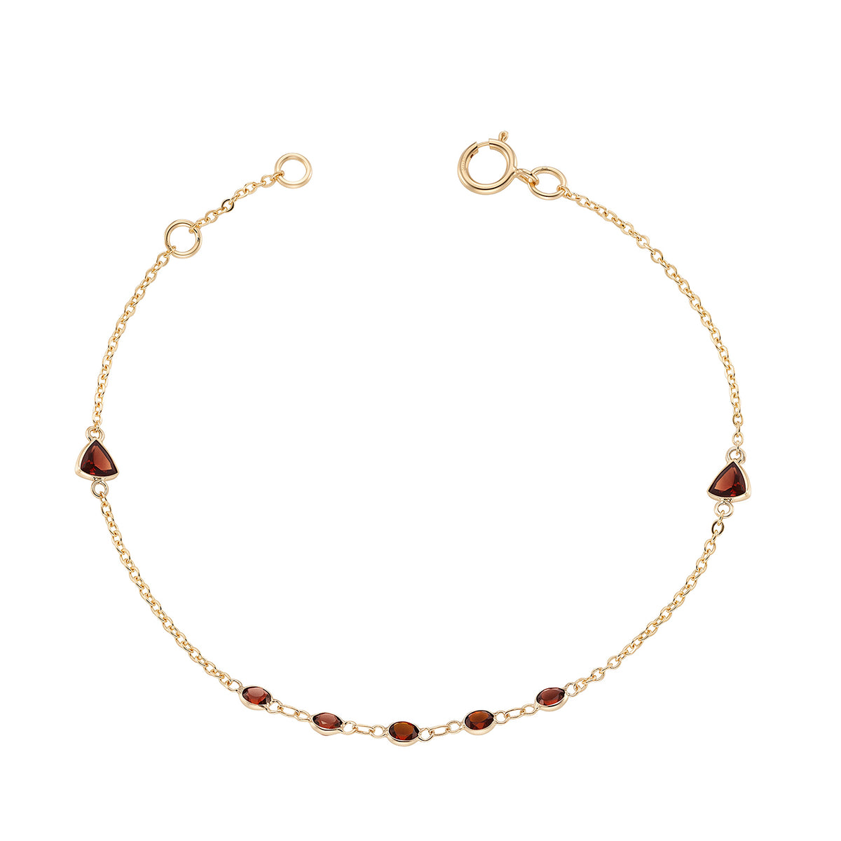 9ct gold garnet handmade bracelet