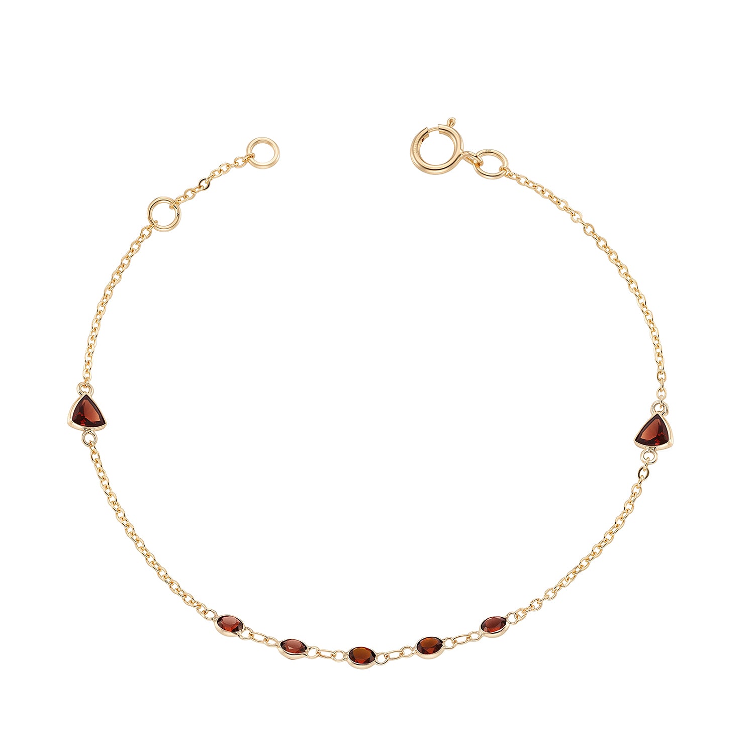 9ct gold garnet handmade bracelet