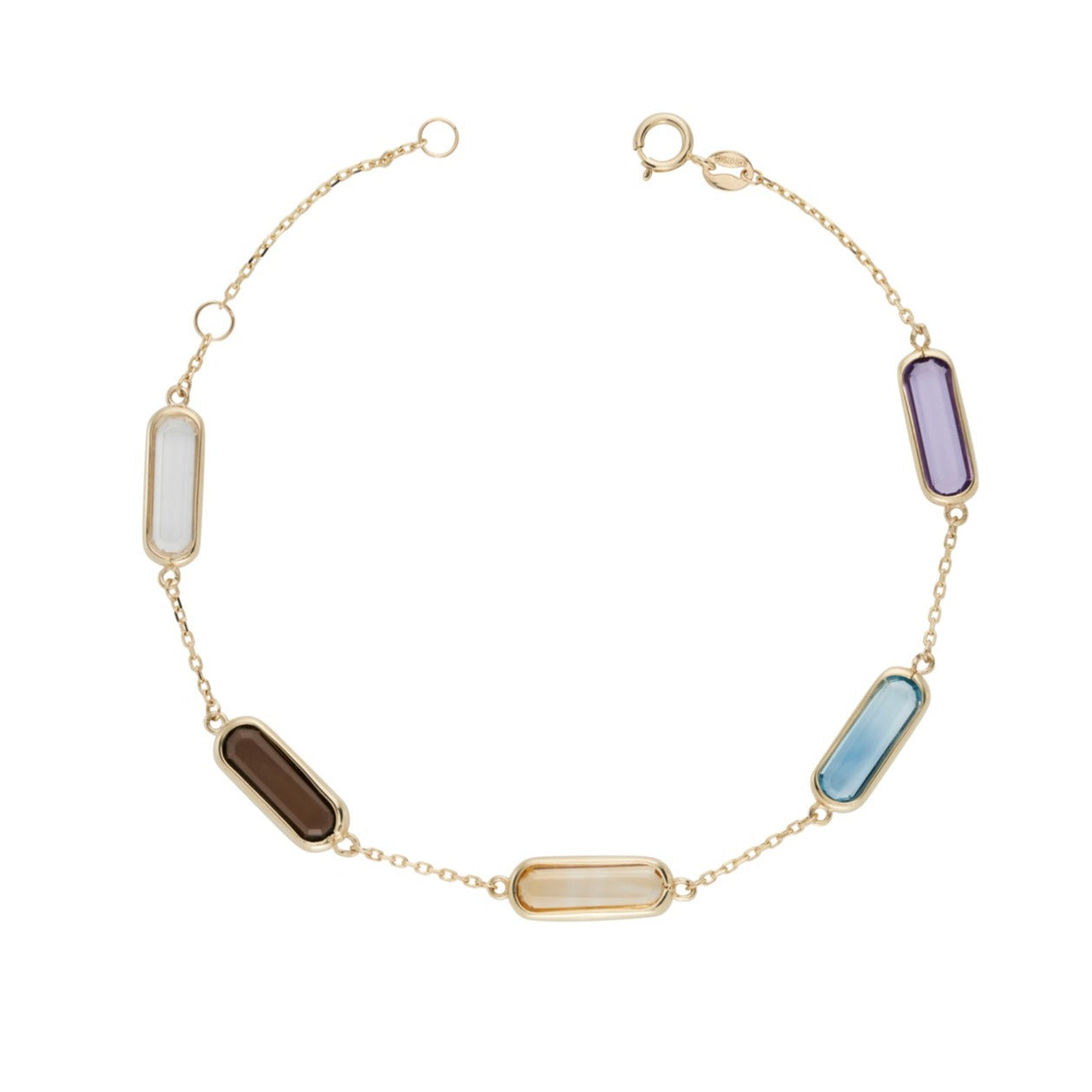 9ct gold multi gems bracelet