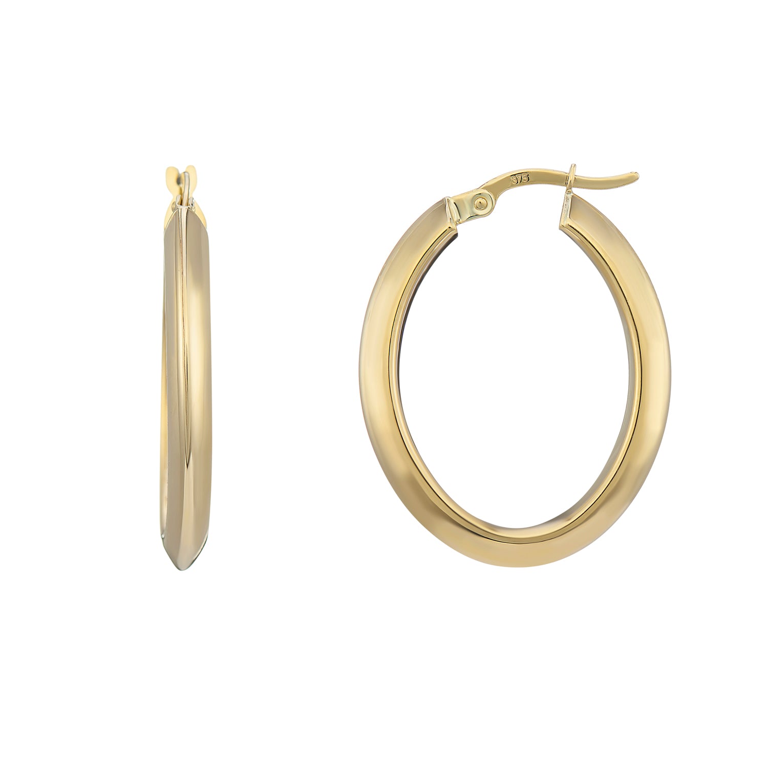 9ct gold knife edge hoop earrings