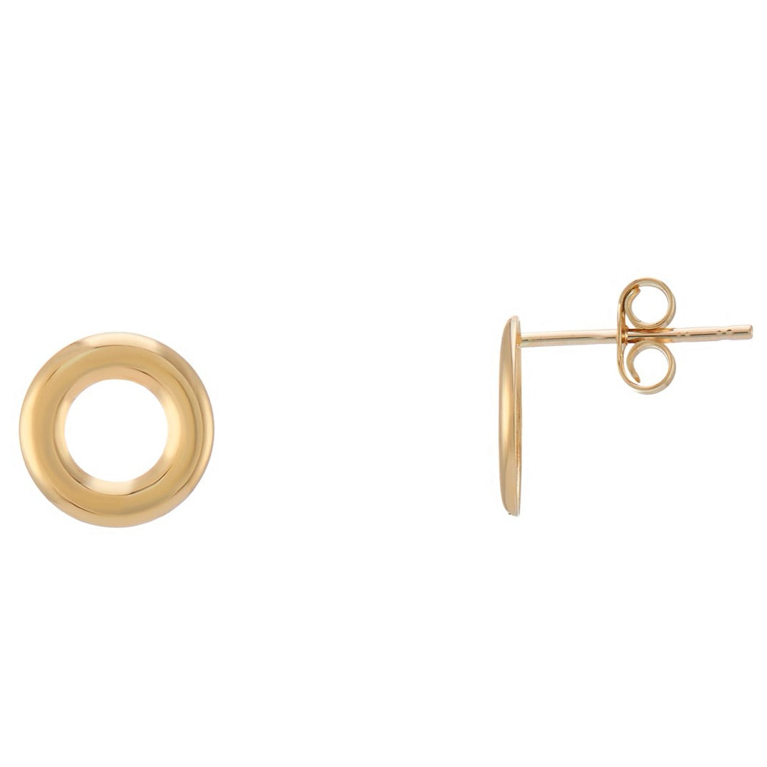 9ct gold open circle plain stud earrings