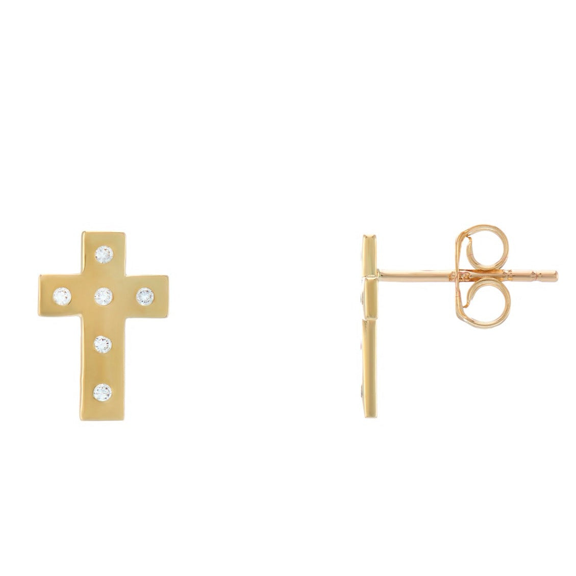 9ct gold cz set cross stud earrings