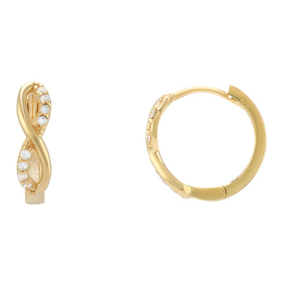 9ct gold cz set twist huggy earrings