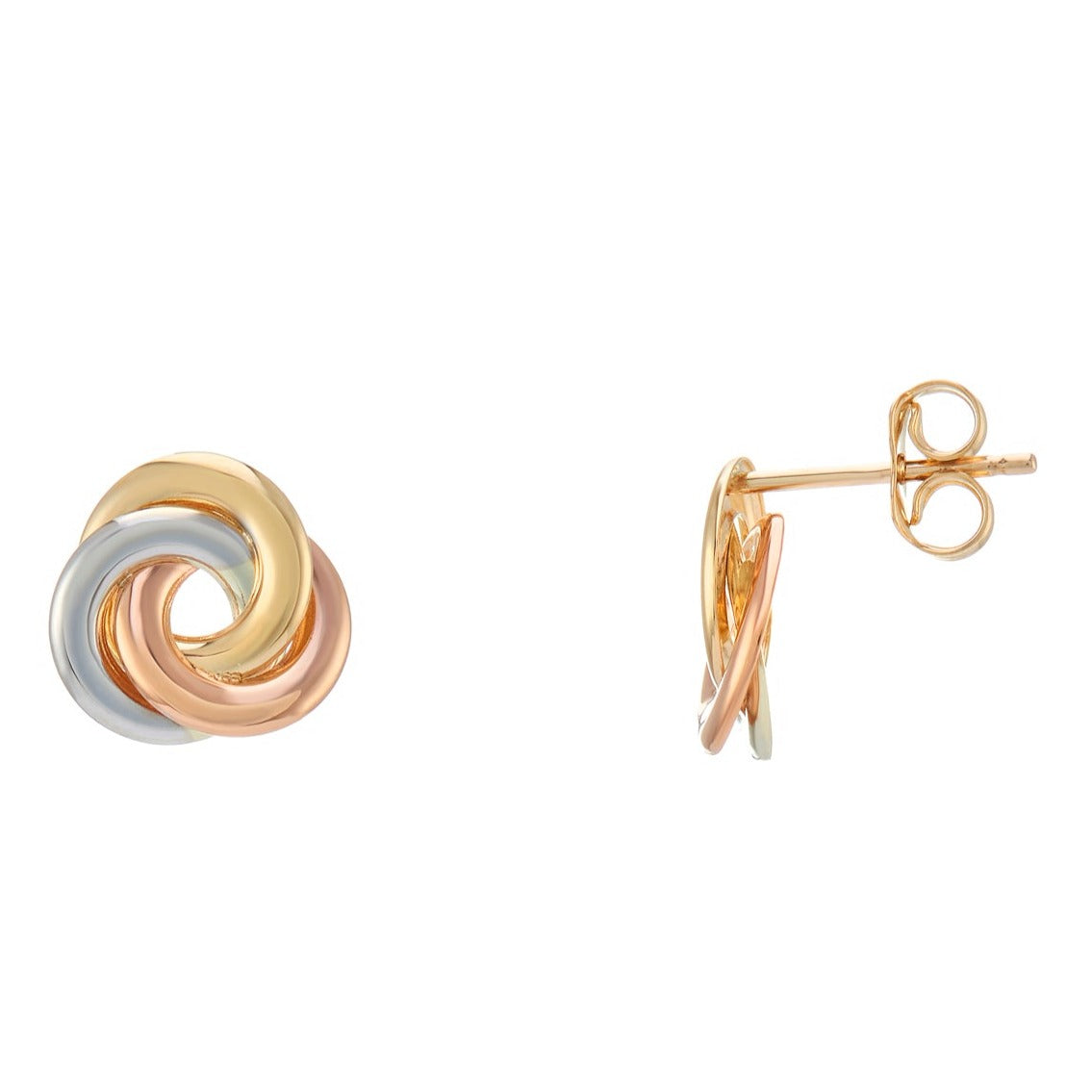 9ct gold multi colour knot stud earrings